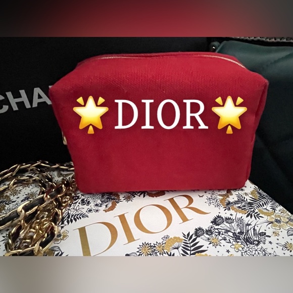 Dior Handbags - 🌟DIOR Red Zipper Cosmetics Bag🌟LIKE BRAND NEW